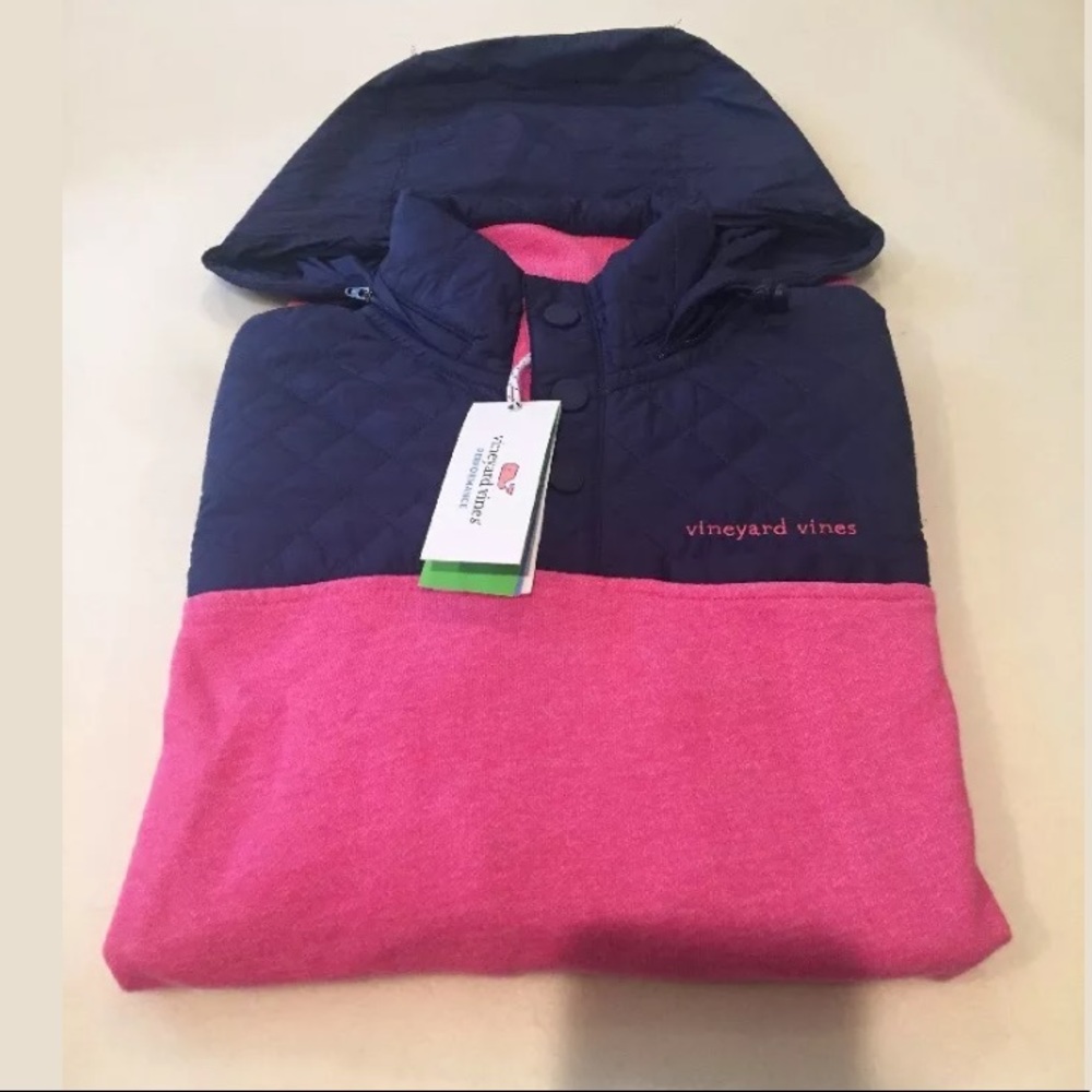 Vineyard Vines Quilted Sweater Pink Blue Sweater